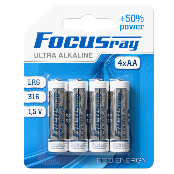 алкалиновая батарейка FOCUSray LR6/BL4 ULTRA ALKALINE