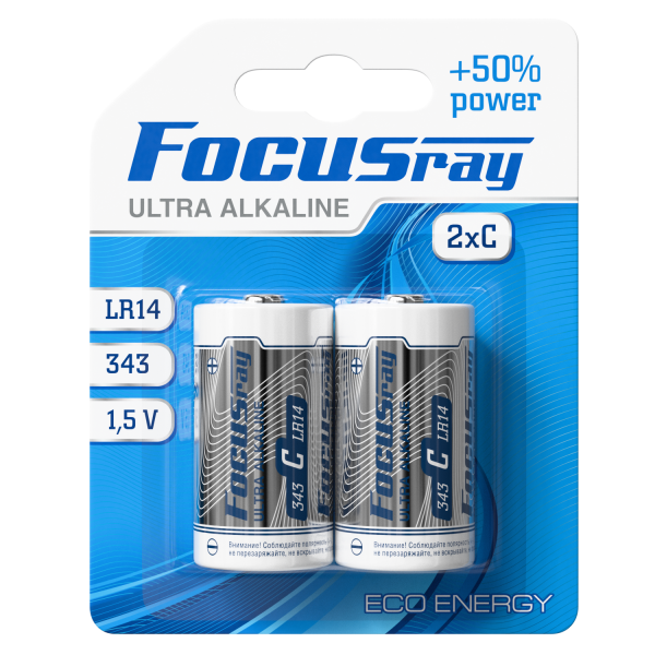 алкалиновая батарейка FOCUSray LR14/BL2 ULTRA ALKALINE